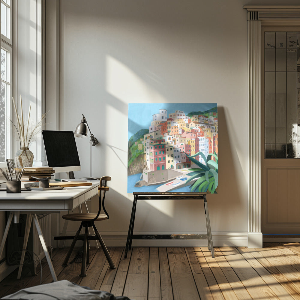 Riomagiore Coastal Village, Italy by Artist Carla Daly | Canvas