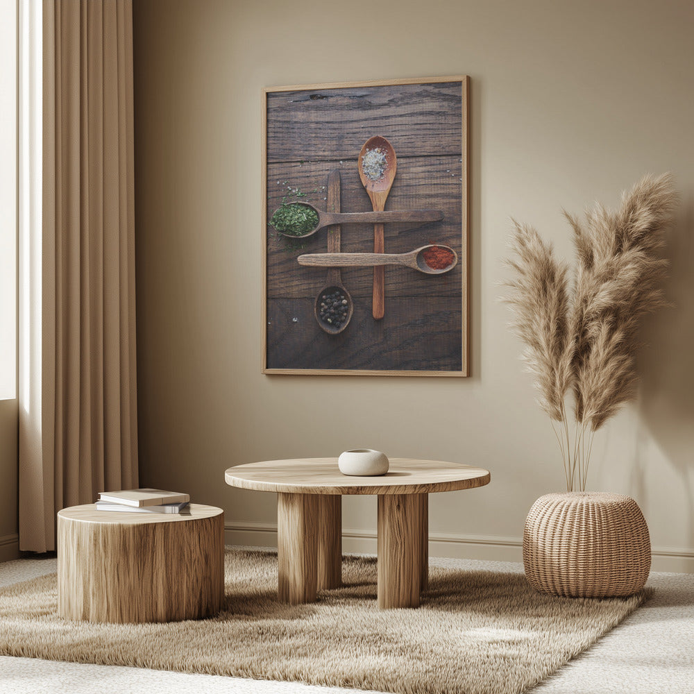Wooden Spoons With Colorful Spices | Poster
