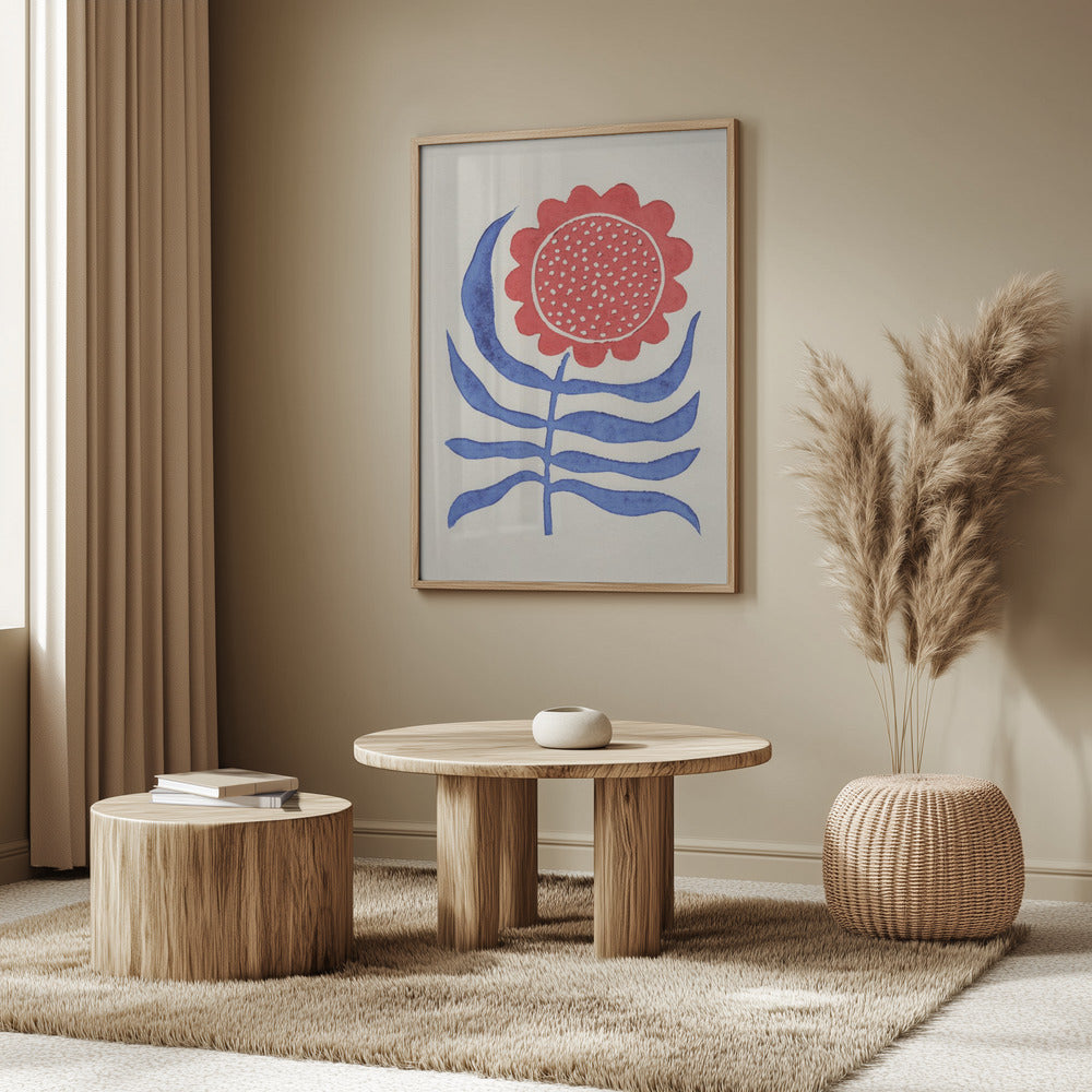 Rote Blume / Linoldruck | Poster - Kunstdruck