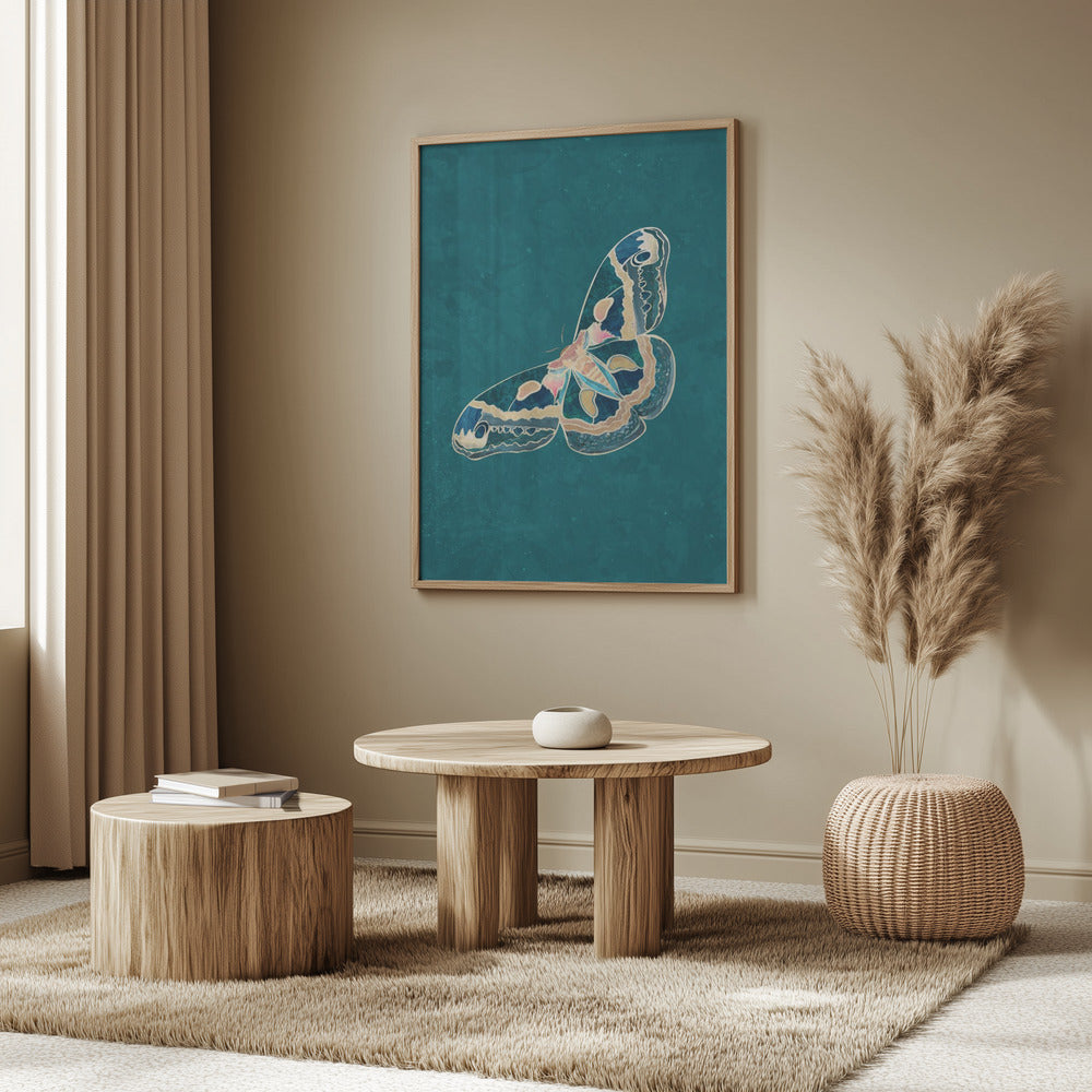Turquoise Gold Moth Butterfly | Poster