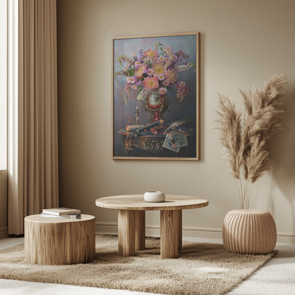 Still life with violin and flowers | Poster