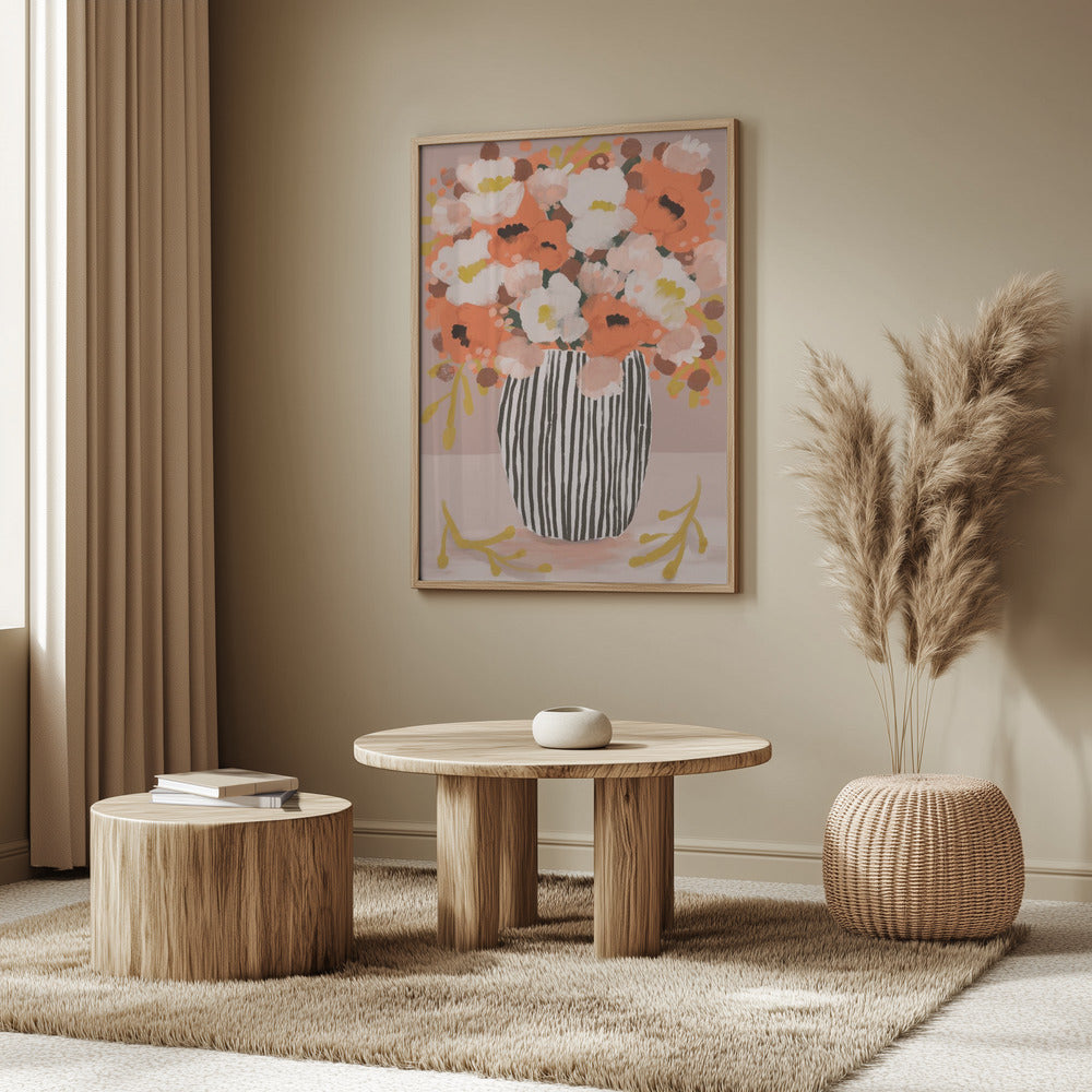 Striped Vase Blooms | Poster