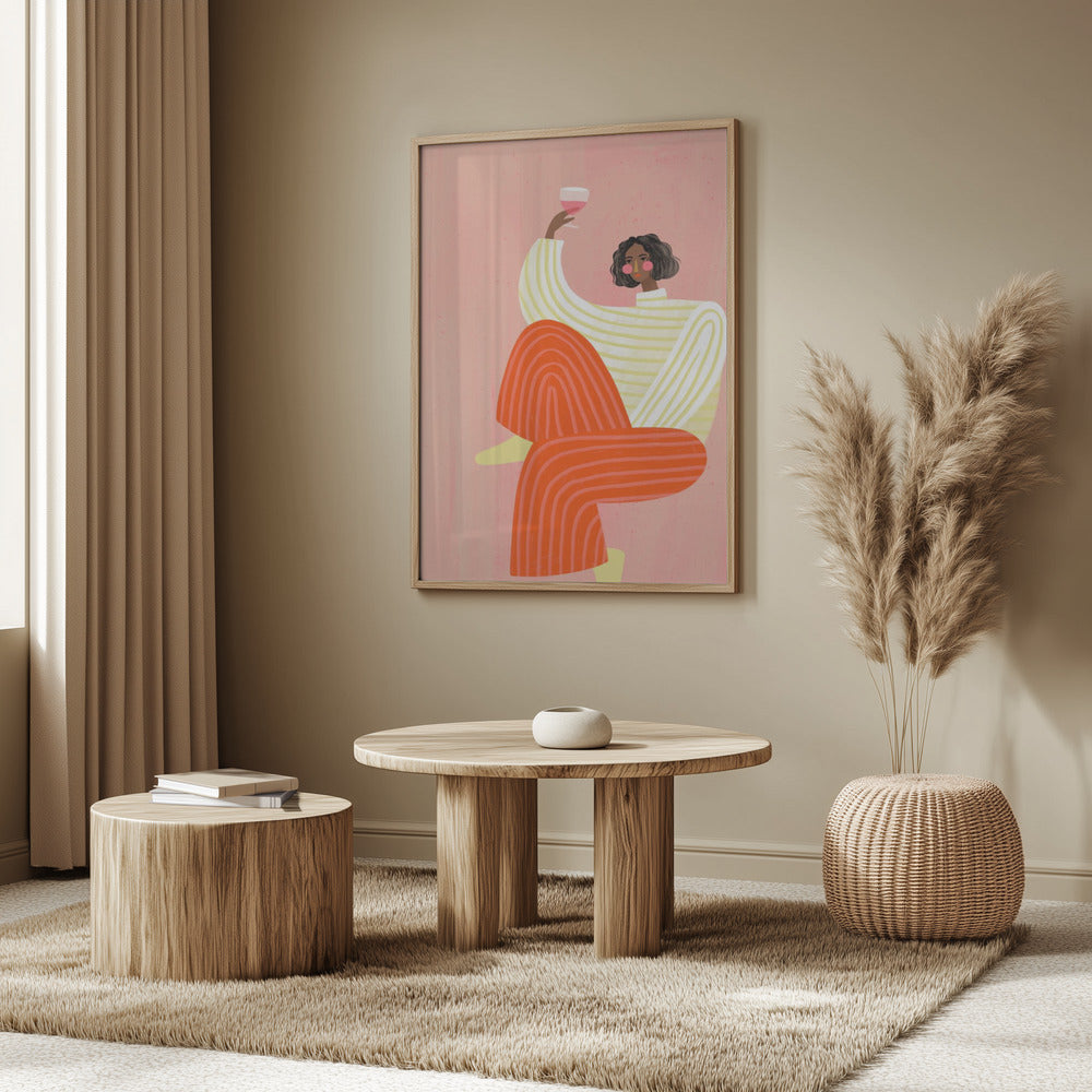 Die Frau mit dem Glas Wein | Poster