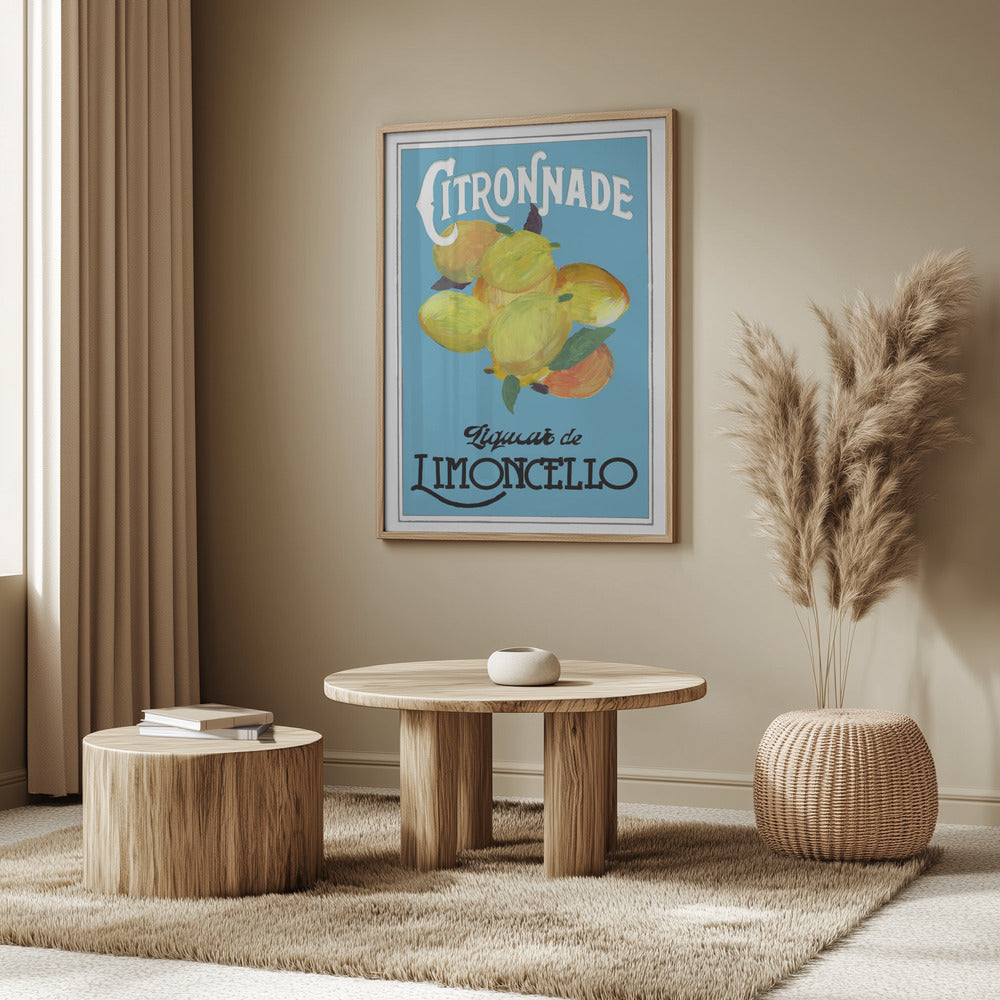 Citronnade Limoncello auf Blau und Schwarz | Poster