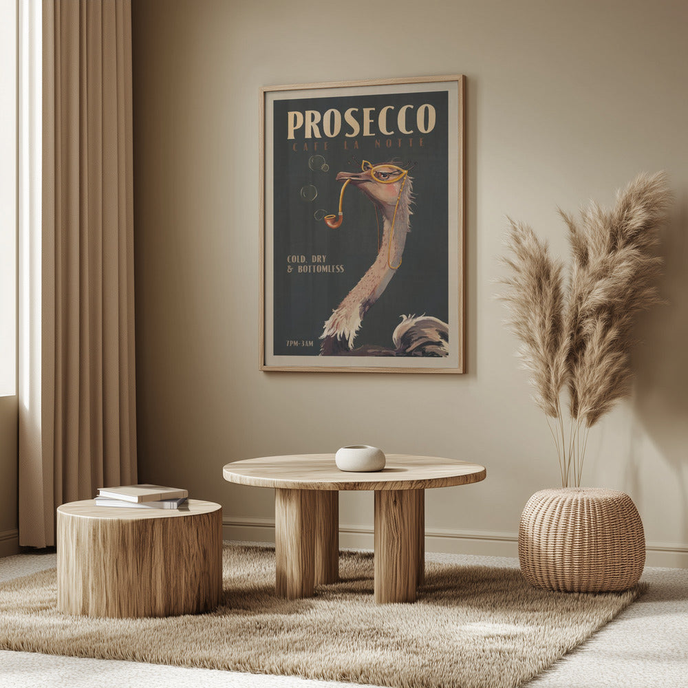 Art Deco Prosecco Wall Art Of An Ostrich | Poster