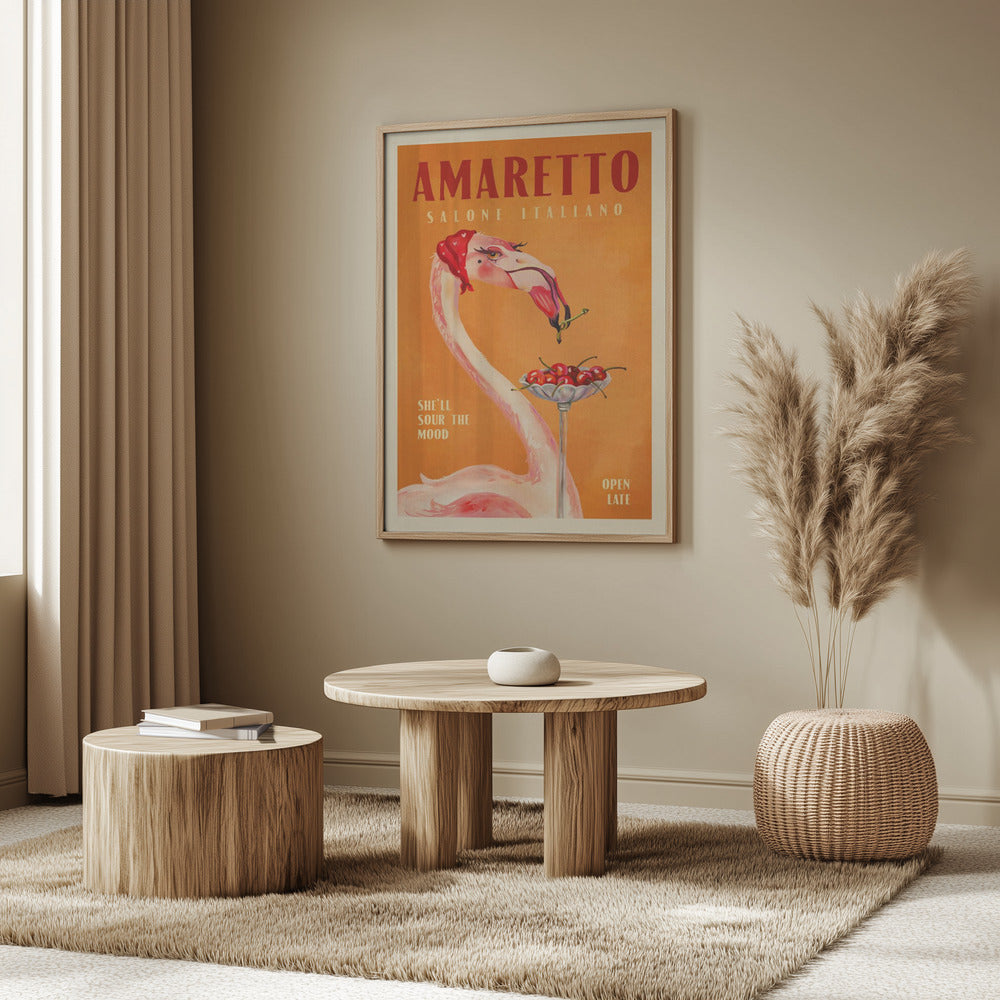 Amaretto Flamingo Art Deco Italian Cafe Travel Art | Poster