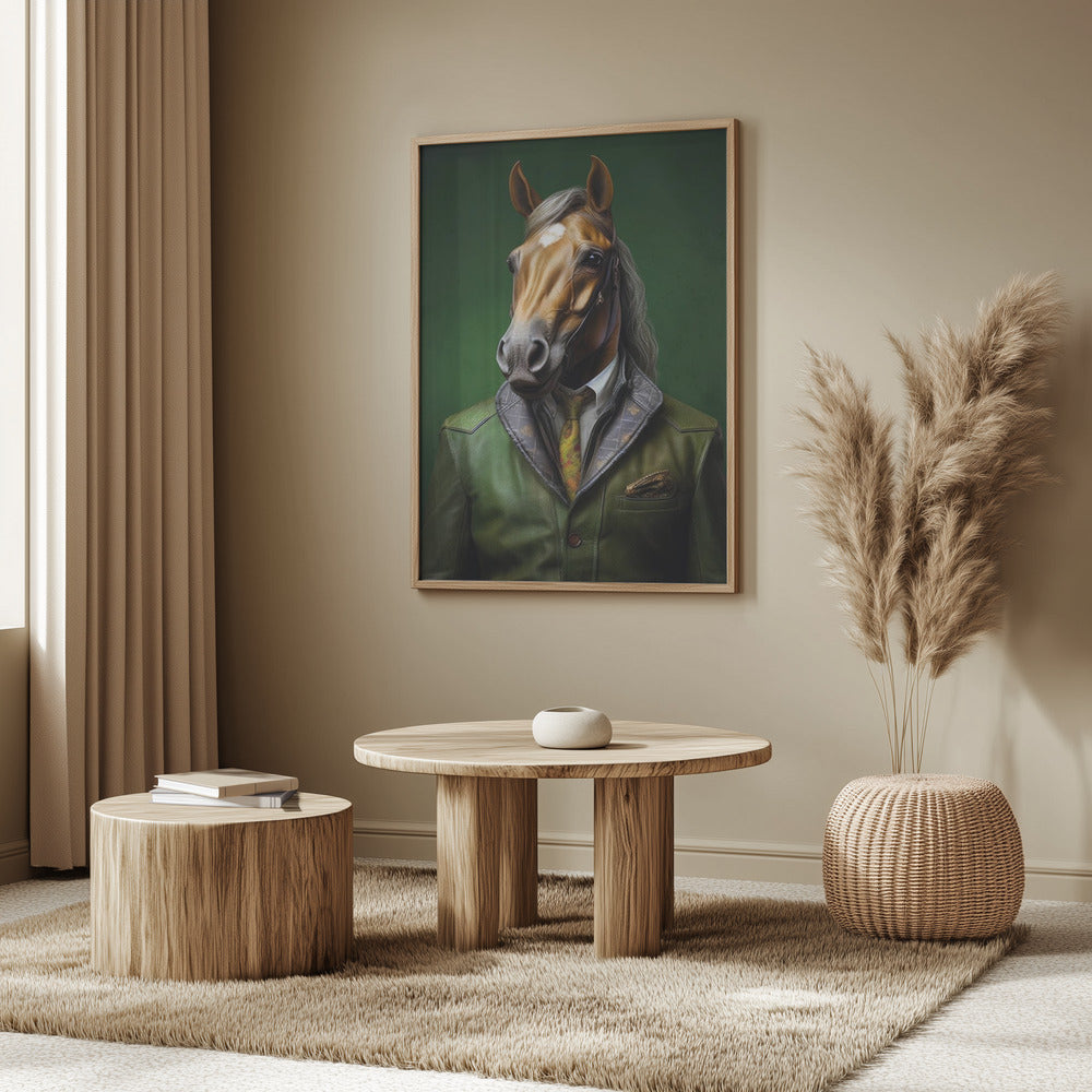 Elegantes grünes Pferd Tierkunst | Poster