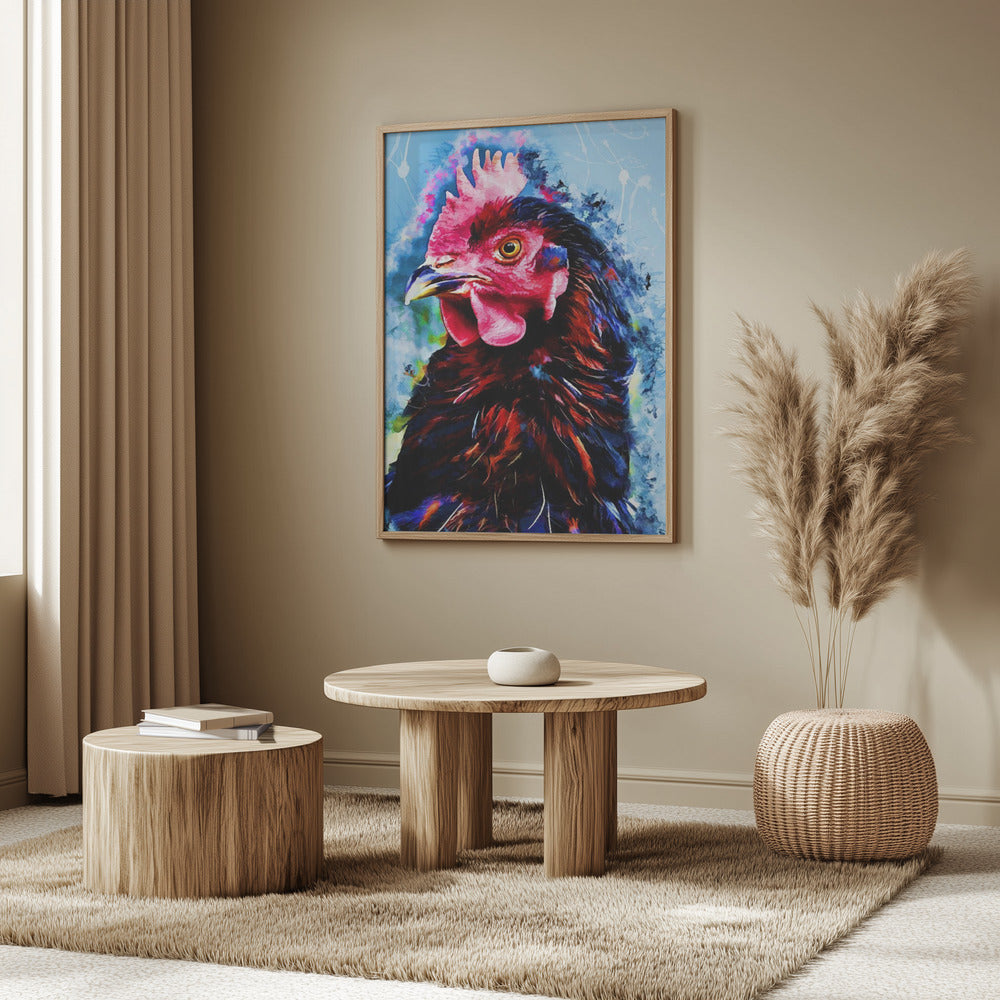 Tier Hahn Aquarell Tierkunst | Poster