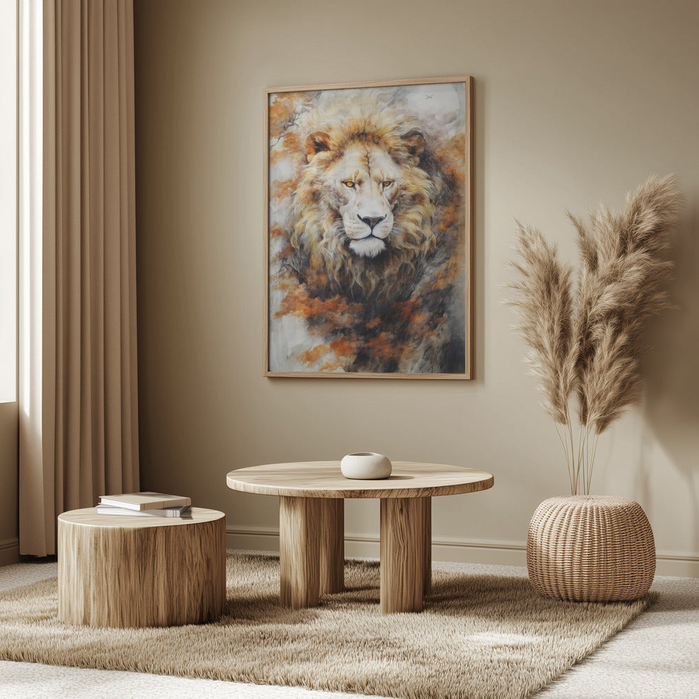 Weißer Löwe Aquarell Tierkunst | Poster