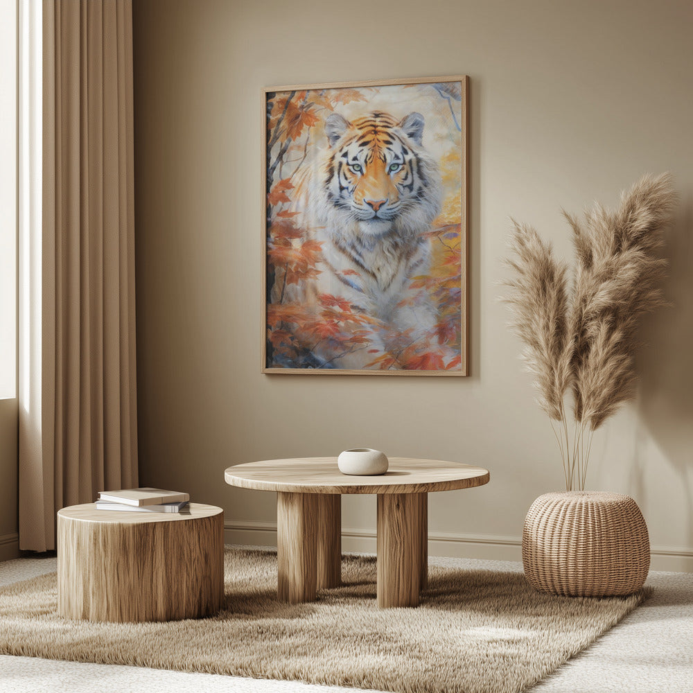 Weißer Tiger Aquarell Tierkunst | Poster