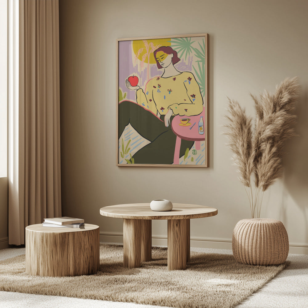 Frau mit Apfel | Poster