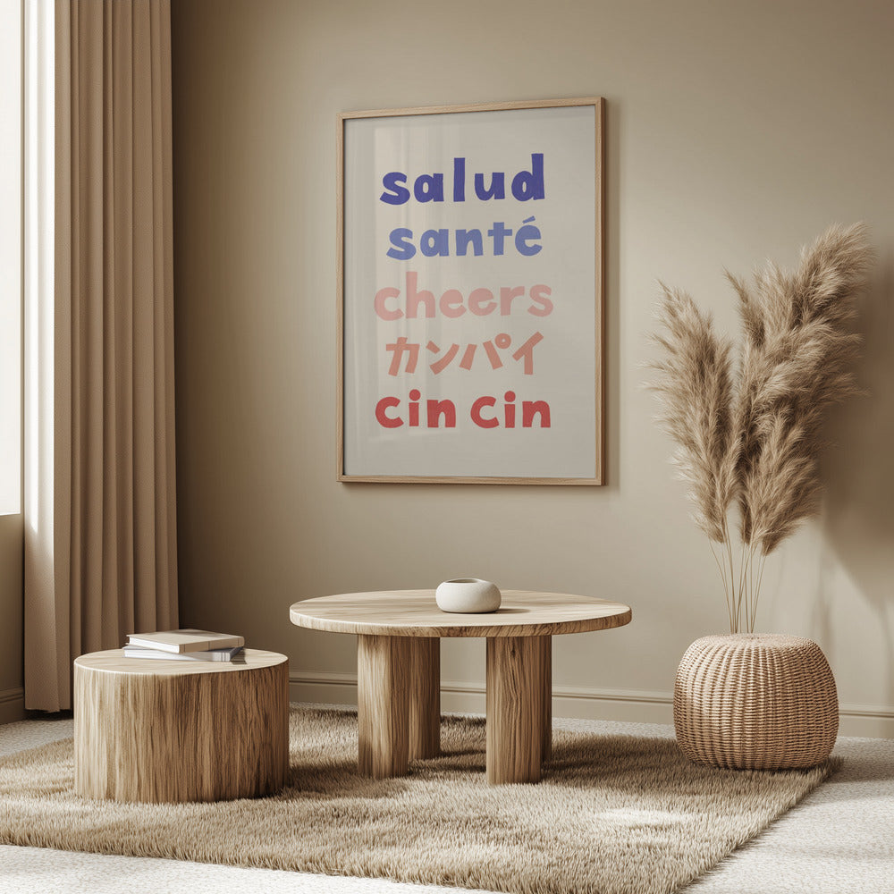 Cheers Typography - Salud Santé Cheers Kanpai Cin cin | Poster