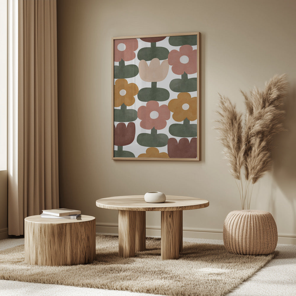 Retro Floral Grid | Poster
