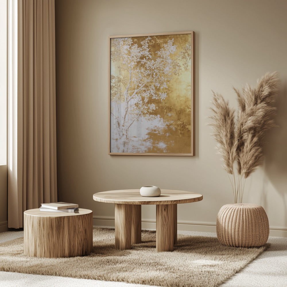 Weiß-goldene Naturlandschaft | Poster