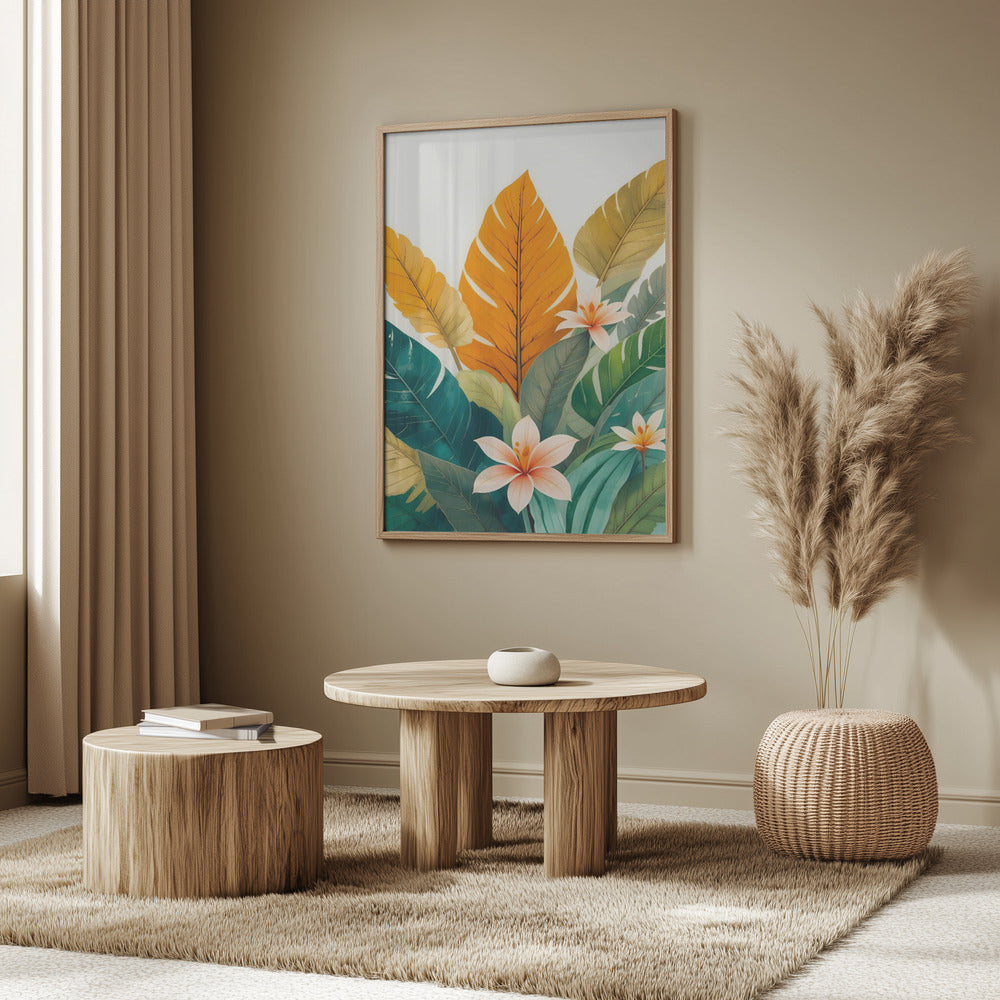 Tropical Leaves And Delicate Flowers | Poster