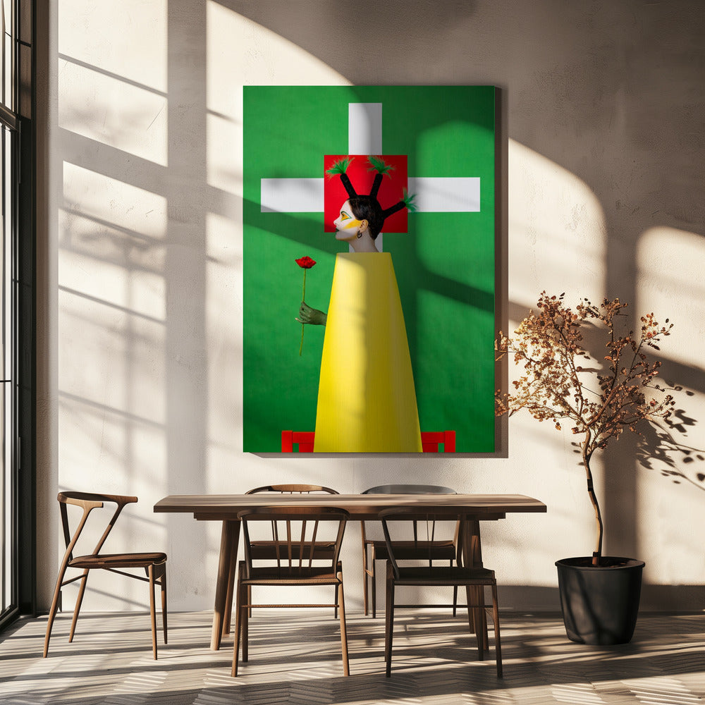 Mädchen mit Palmen auf dem Kopf | Leinwand-Bilder