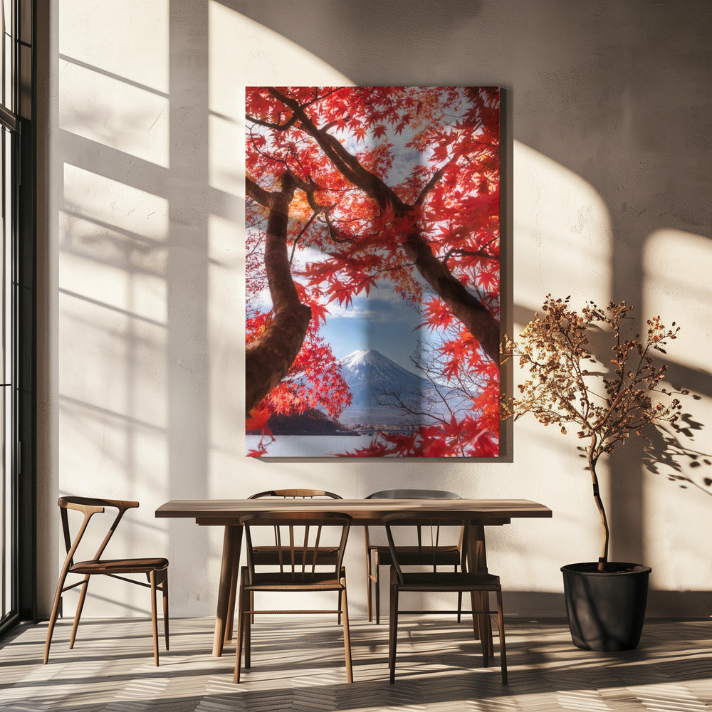 Góra Fuji w jesiennych liściach | Wydruki na łótnie