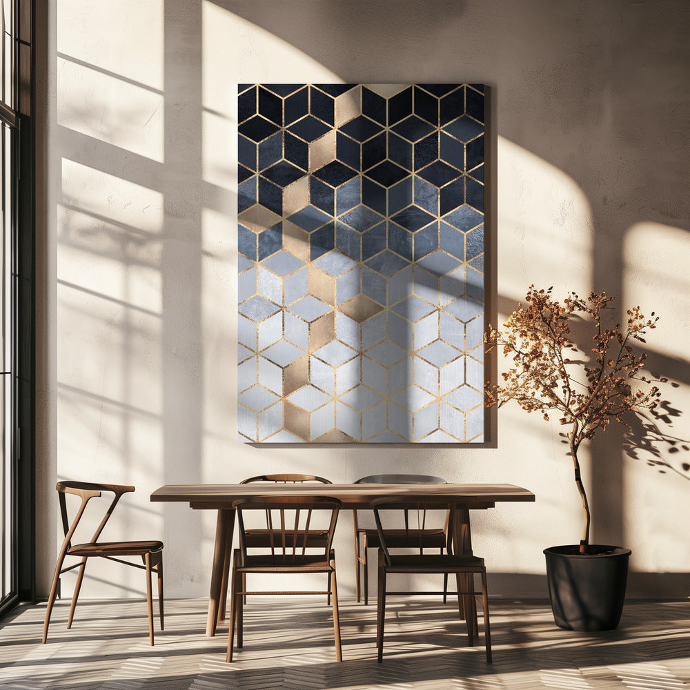 Weiche blaue Farbverlaufswürfel | Leinwand-Bilder