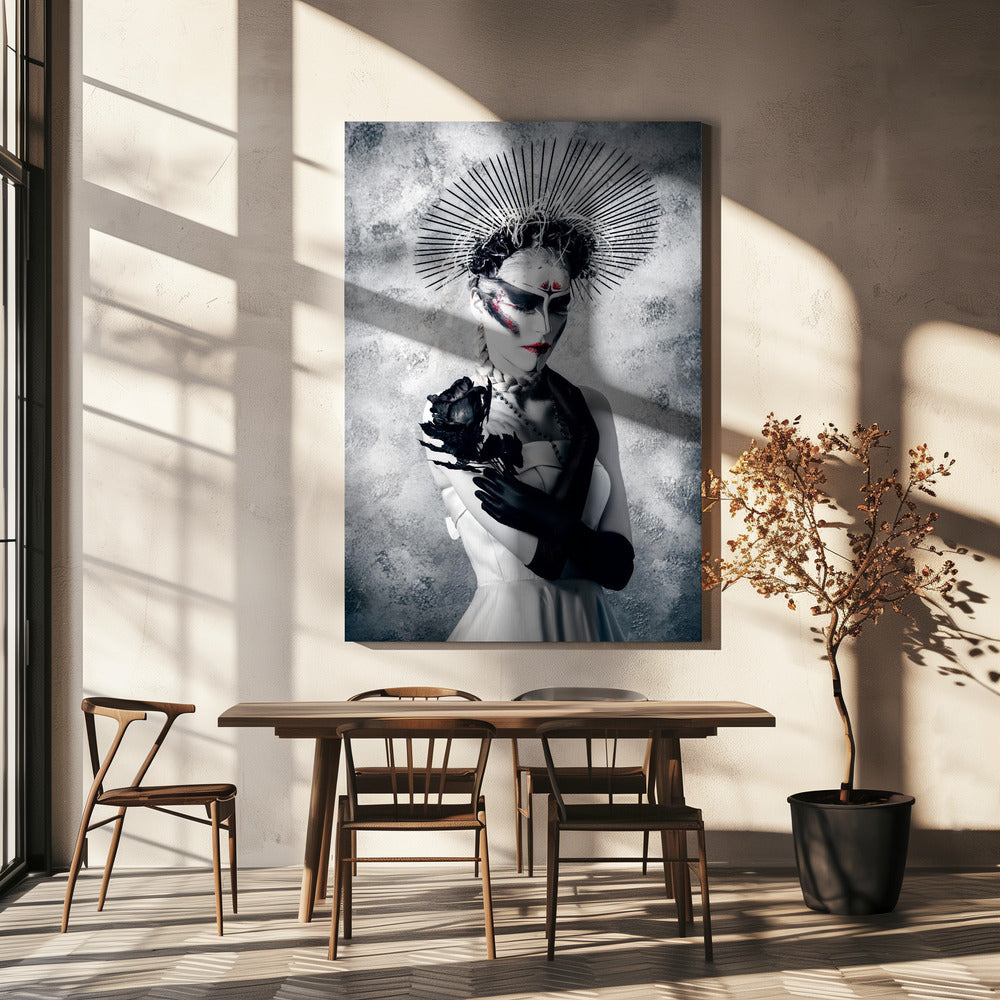 Ein schmerzhafter Dorn auf einer schwarzen Rose | Leinwand-Bilder