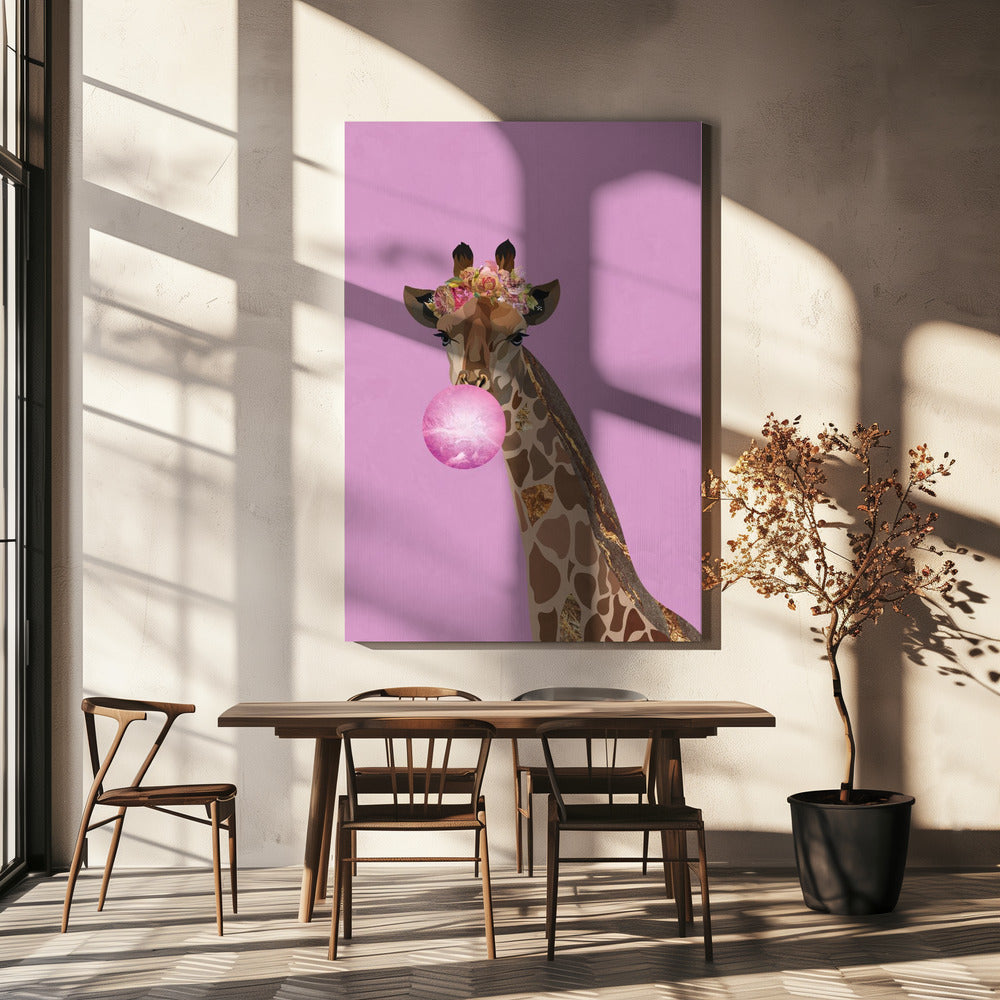 Giraffe pink bubblegum | Canvas