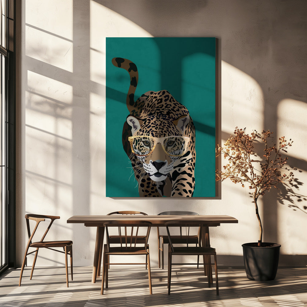 Curious green leopard | Canvas