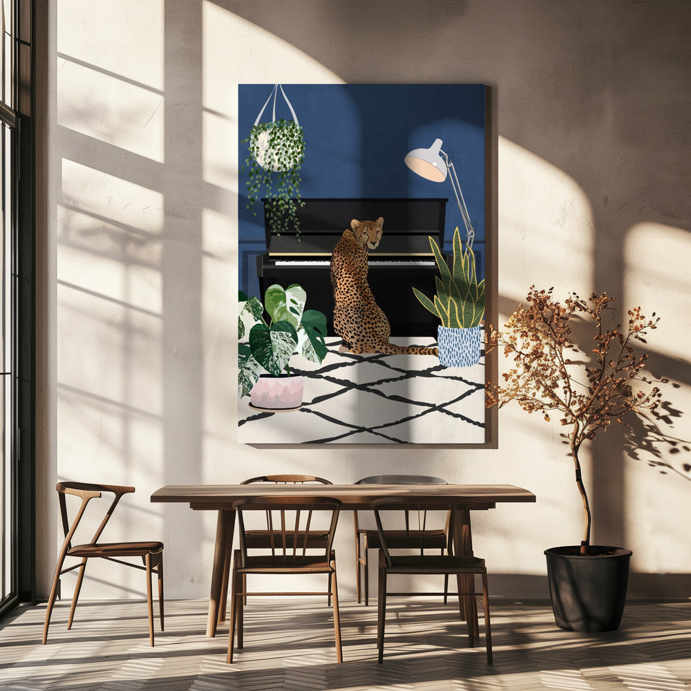 Gepardi soittaa pianoa | Canvastaulut