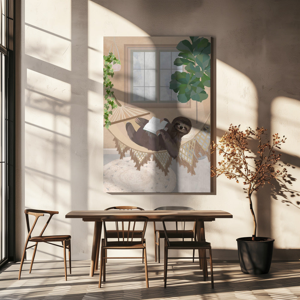 Lazy sloth in hammock | Canvas