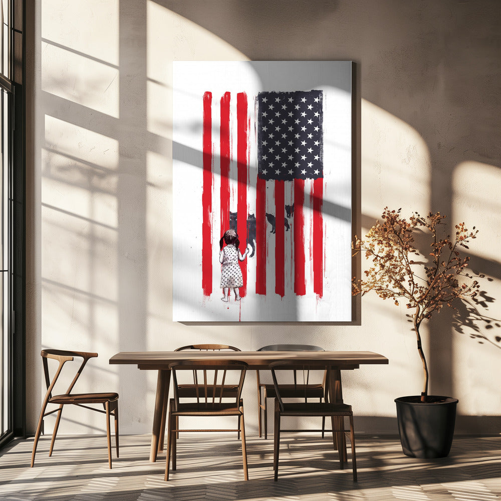 Mała dziewczynka i wilki | Wydruki na łótnie