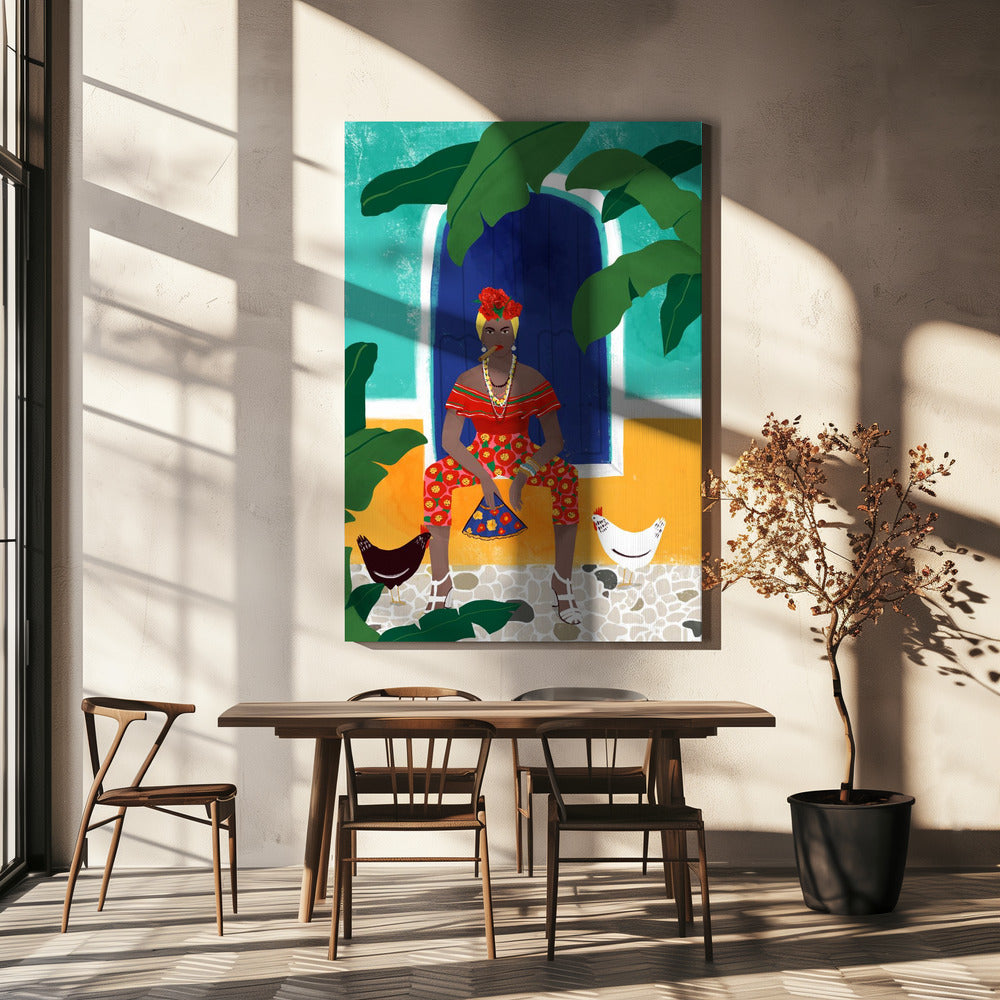 Nainen sikarin kanssa | Canvastaulut