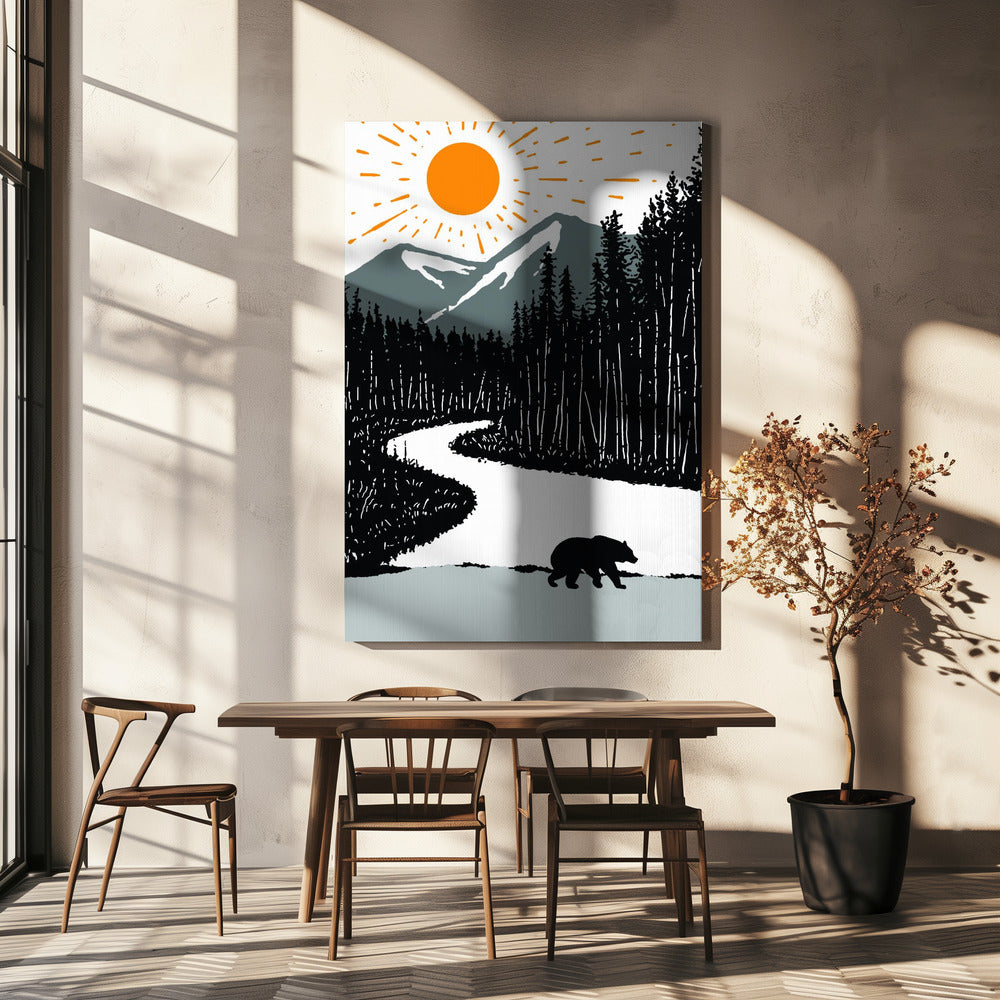 Karhu joen rannalla | Canvastaulut