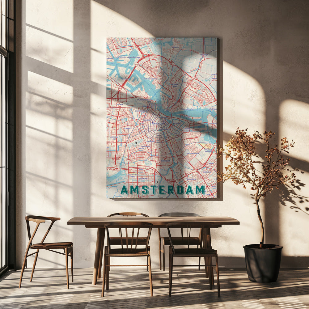 Retro Map Amsterdam | Canvas