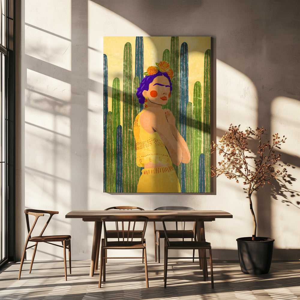 Frida und Kakteen | Leinwand-Bilder
