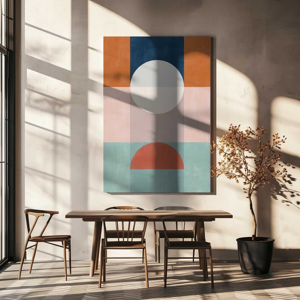 Abstrakti geometrinen taideteos maanläheisillä sävyillä | Canvastaulut