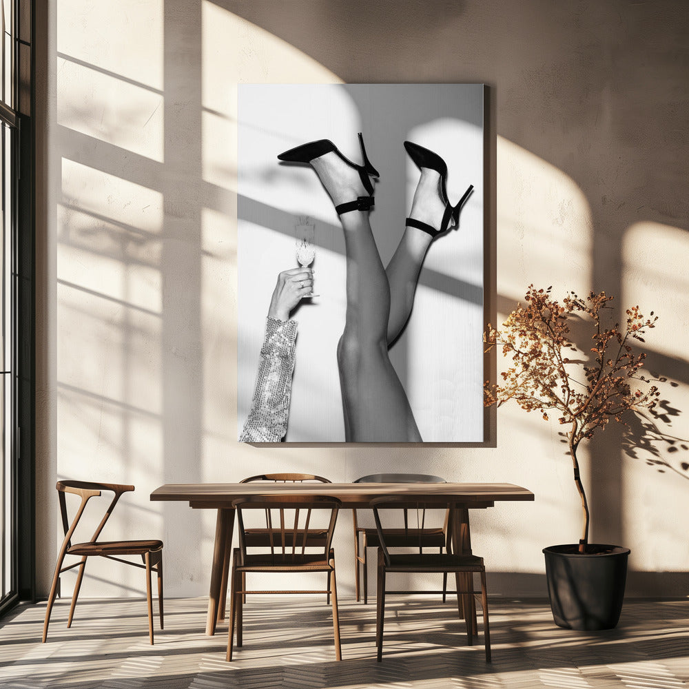 Samppanjalat mustavalkoinen | Canvastaulut