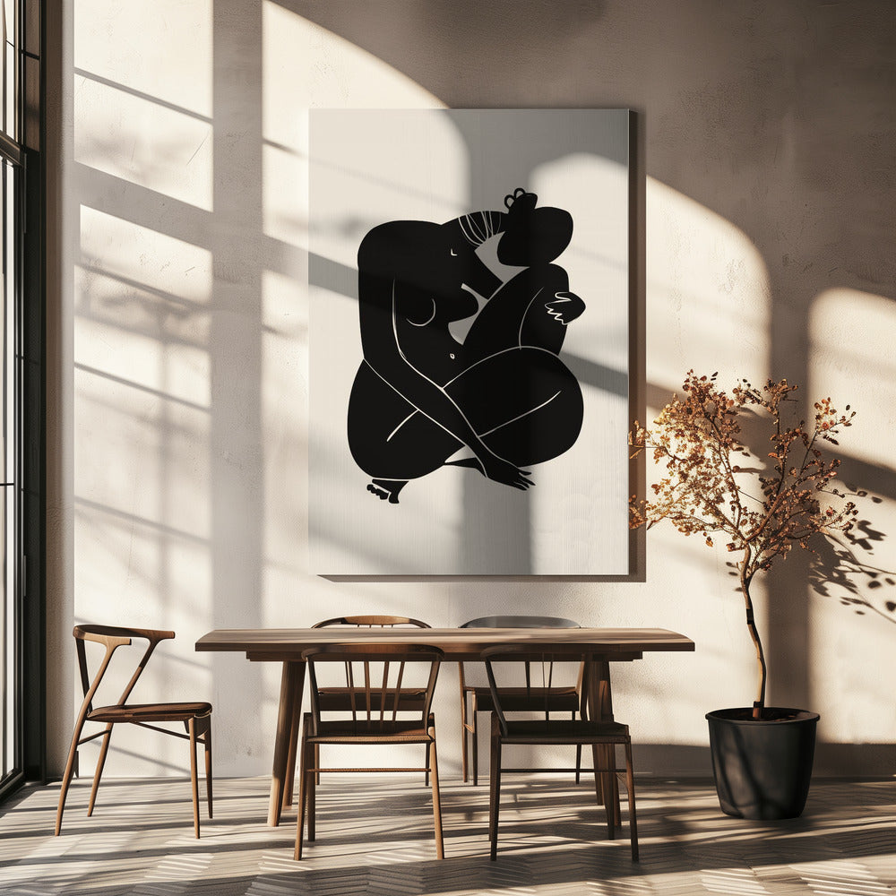 Bebé rizo africano desnudo en negro | Impresiones en Lienzo