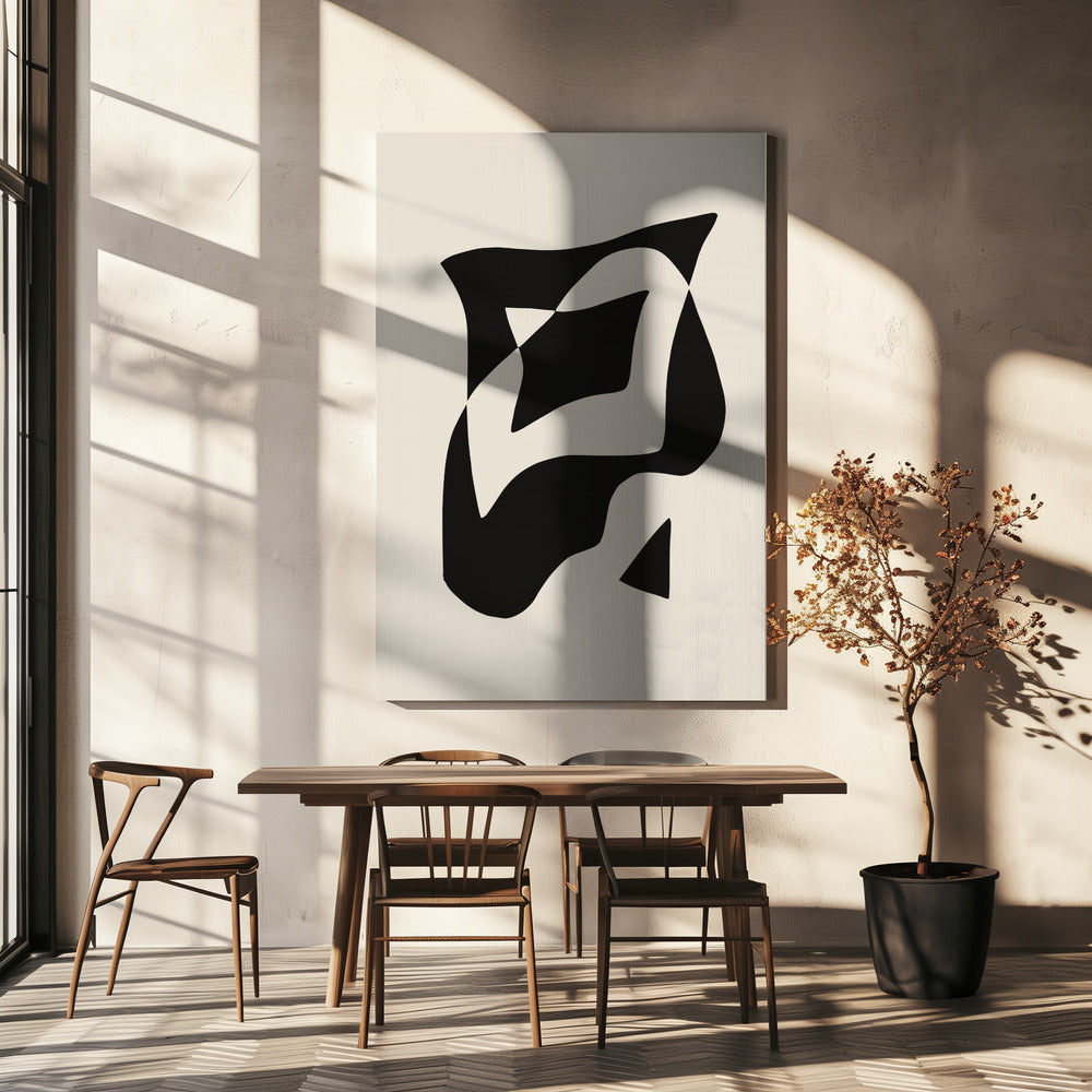 Rohkea mustavalkoinen geometrinen sommittelu | Canvastaulut