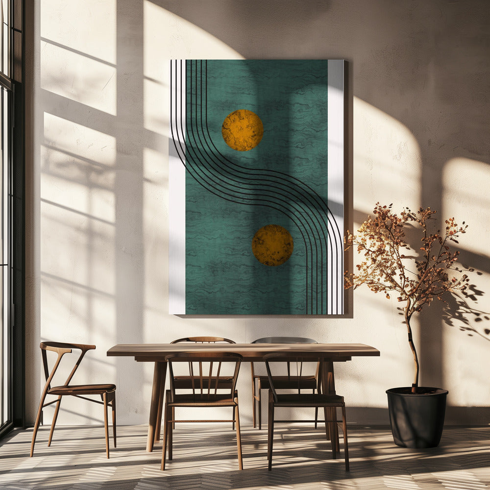 Mármol aguamarina con esfera dorada | Impresiones en Lienzo