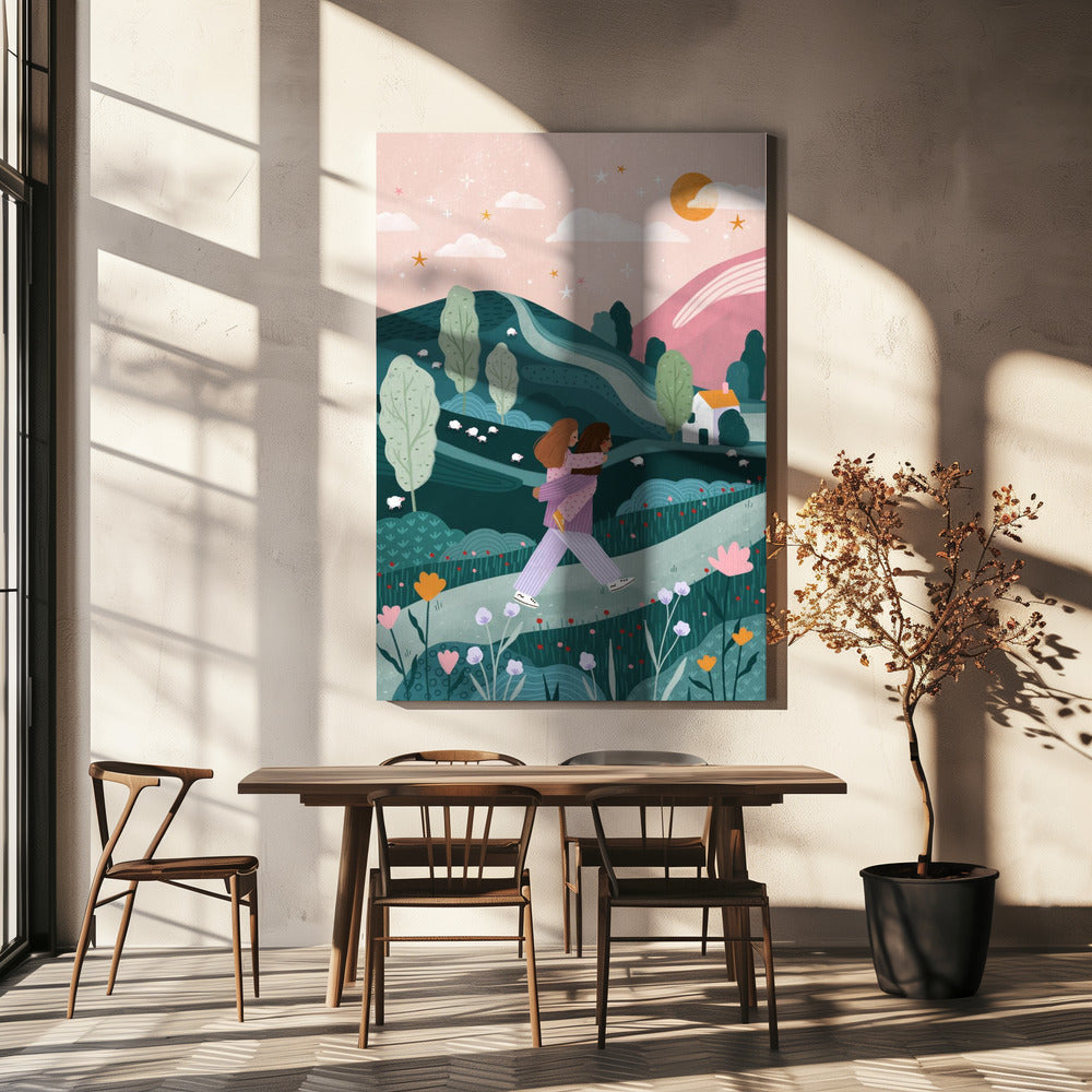 Äiti-tytär Maaseutukävely | Canvastaulut