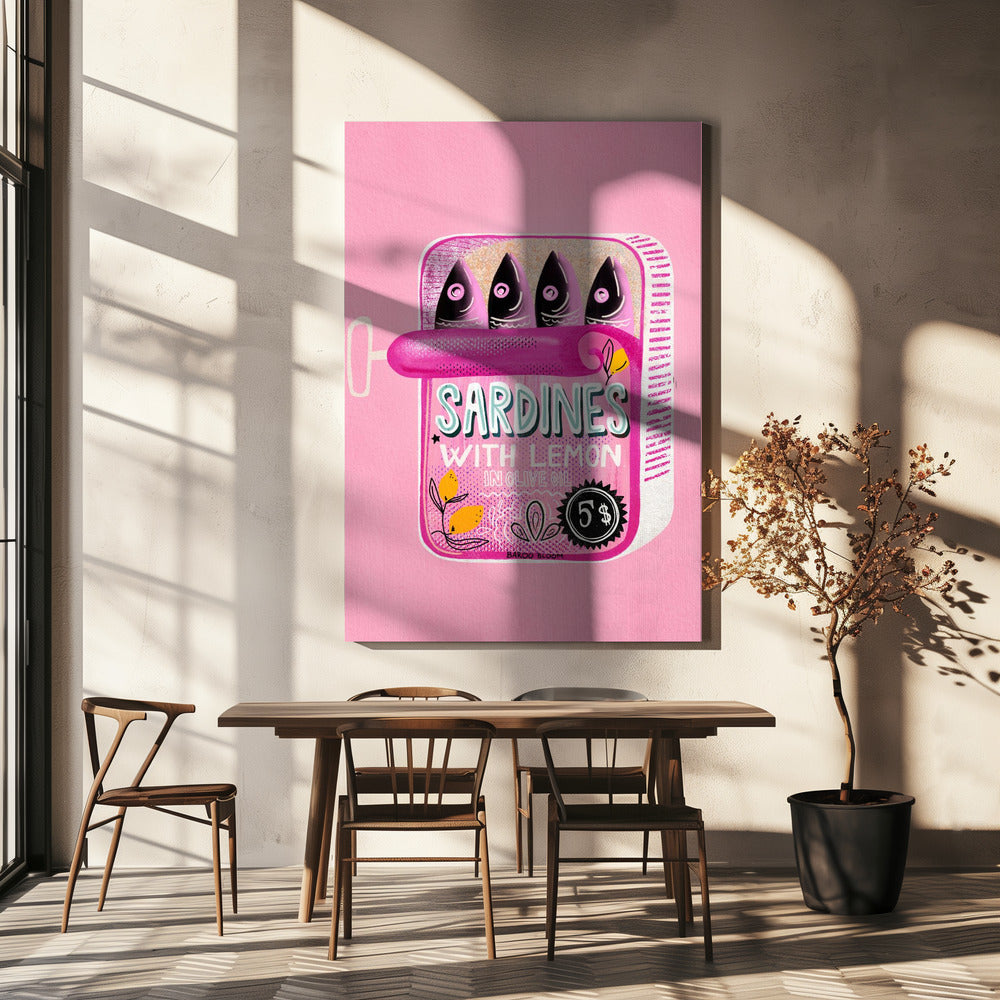Sardines Tin Can Pink | Canvas