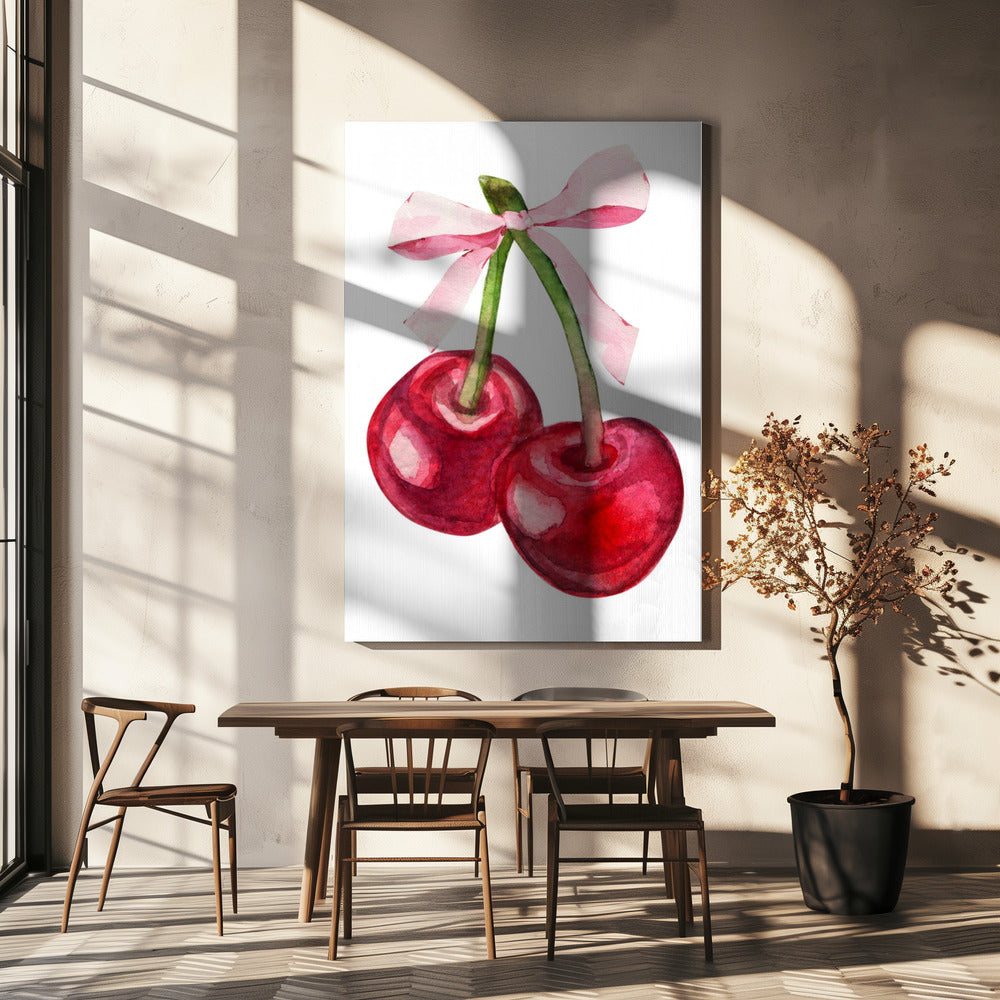 Rote Kirschrosa Schleife | Leinwand