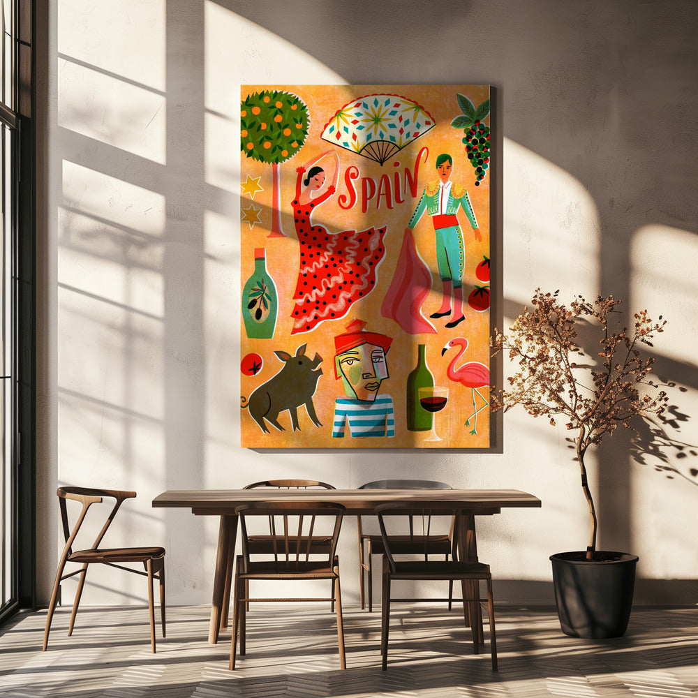 Seripainatus Vintage-matka Espanjaan | Canvastaulut