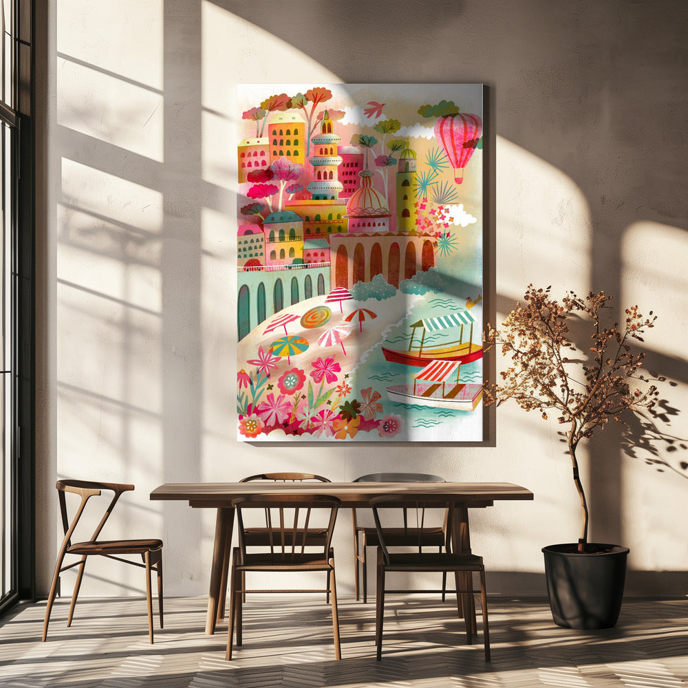 Heißluftballon mit Sommerblick auf die Amalfiküste | Leinwand-Bilder