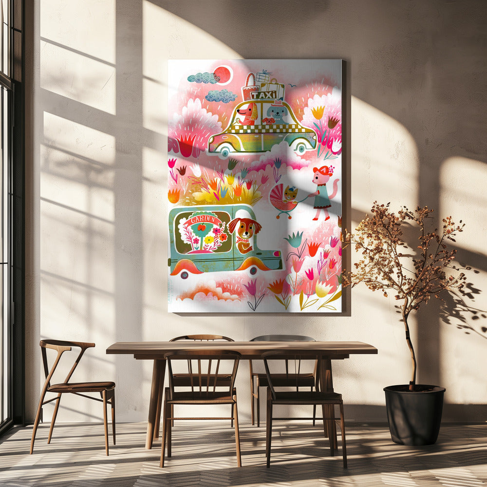 Critters On Wheels Matkustavat Lemmikit | Canvastaulut