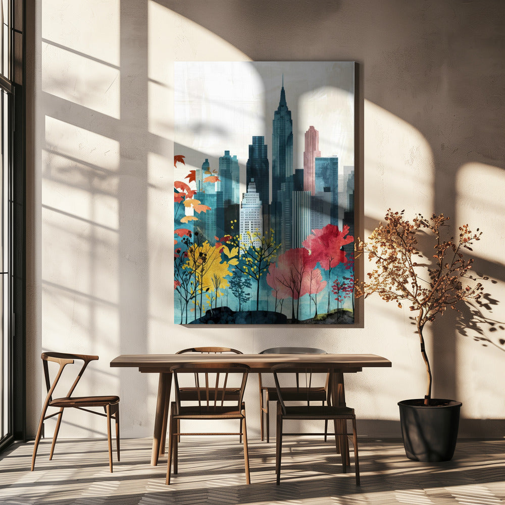 Nowojorski obraz cyfrowy akwarelowy (1) | Wydruki na łótnie