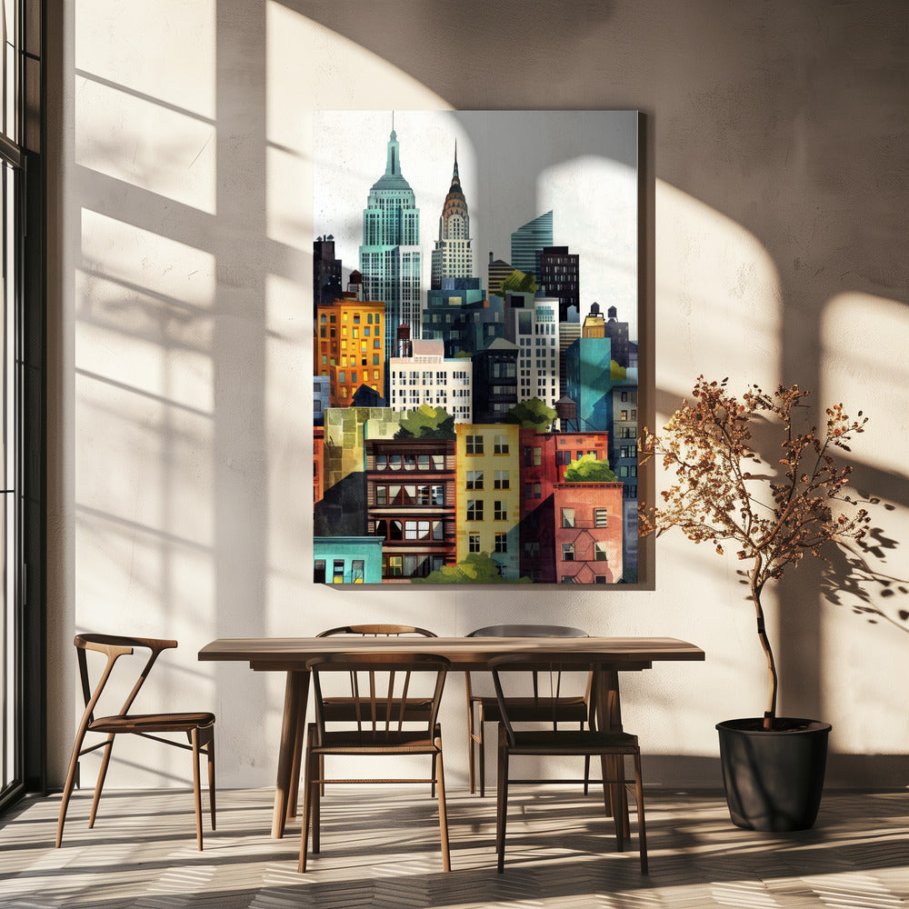Nowojorski obraz cyfrowy akwarelowy (2) | Wydruki na łótnie