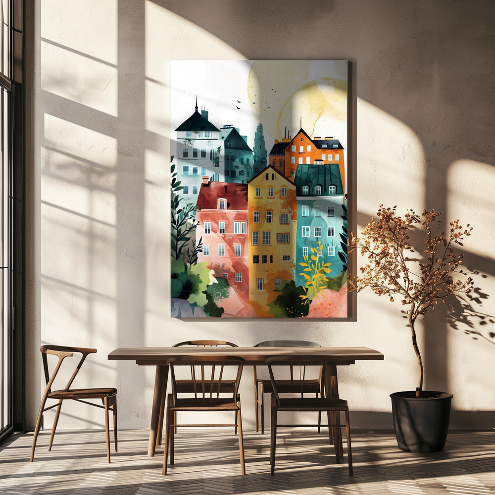 Warsaw Watercolor Digital Painting | Canvas
