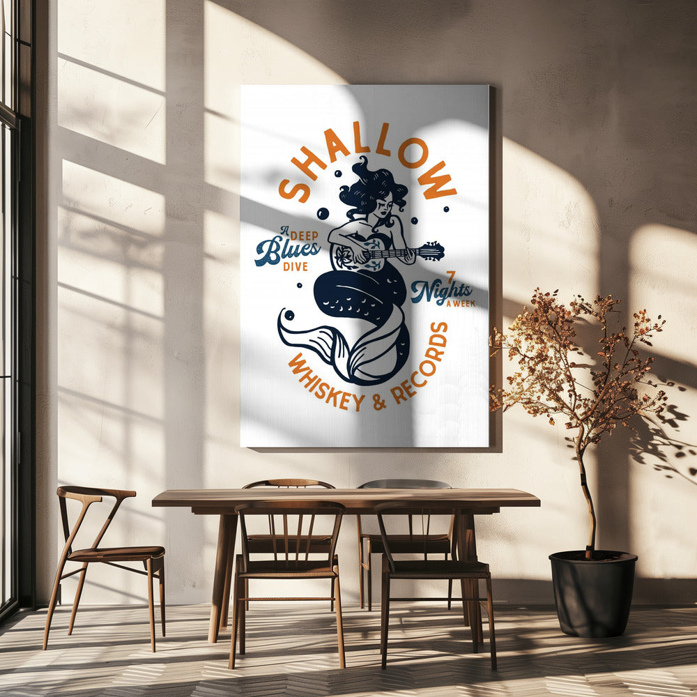 Shallow Whiskey & Records Dive Bar Music Mermaid | Canvas