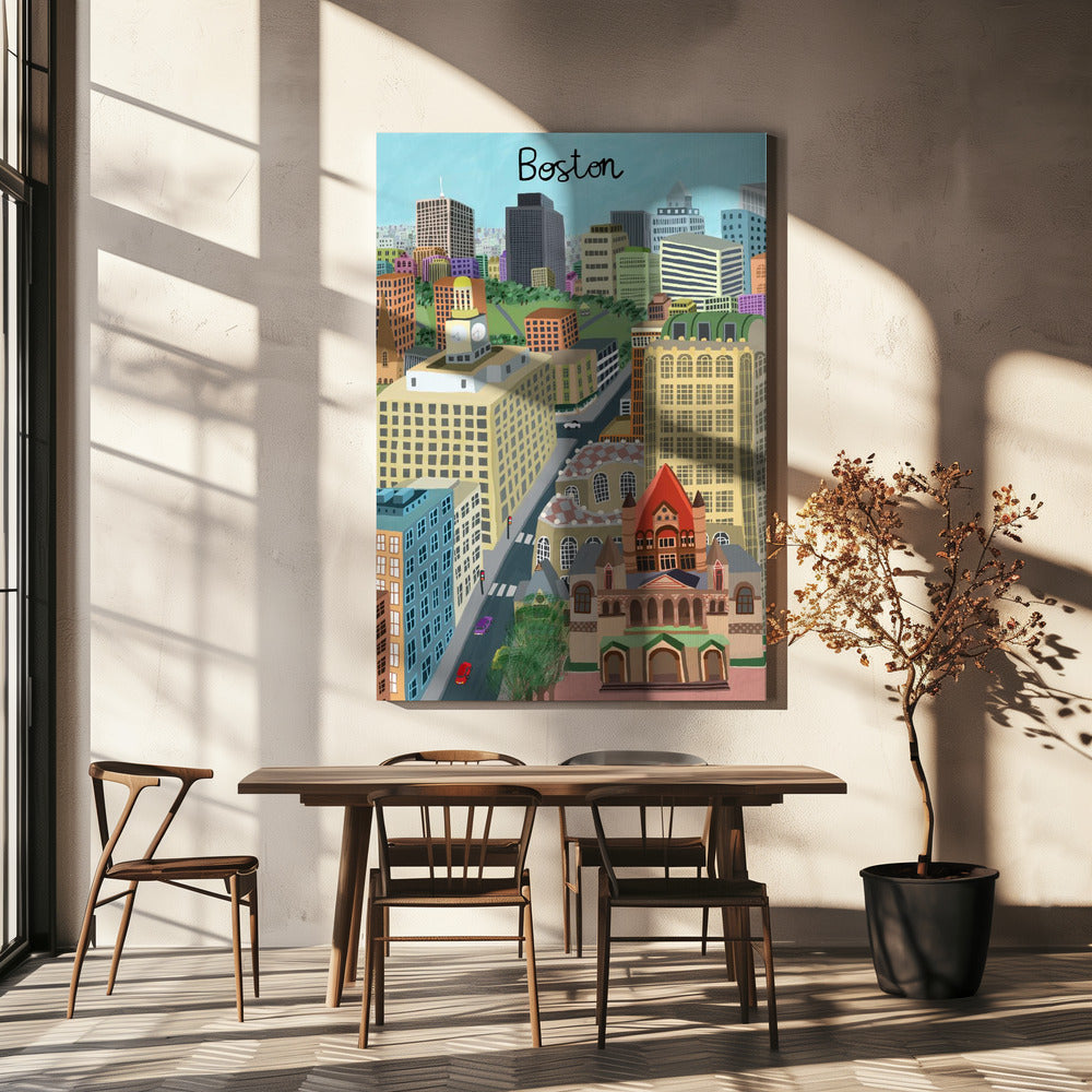 Trinity Church and Boston City Skyline by Artist Carla Daly | Canvas