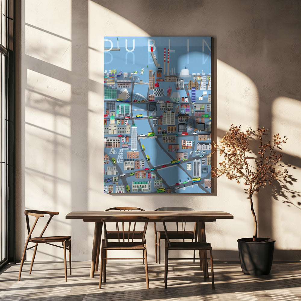 Illustrated View of Dublin City, Ireland by Artist Carla Daly | Canvas