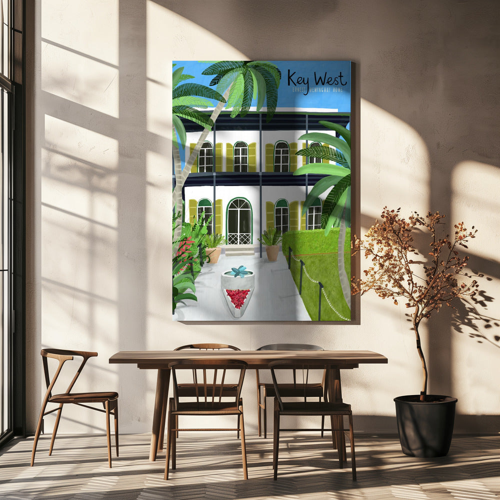 Dom Ernesta Hemingwaya, Key West Hemingway, Floryda, autorstwa artystki Carli Daly | Wydruki na łótnie
